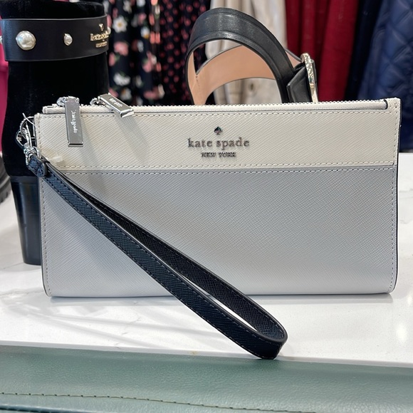 Kate Spade Madison Double Zip Wristlet Wallet Phone Holder 
Platinum Grey Multi - Picture 4 of 16
